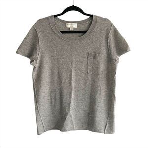 𝅺WHITE & WARREN Cashmere Crew Neck Short Sleeve Knit Sweater Grey L